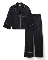The Celine Silk Pajama Set in Black