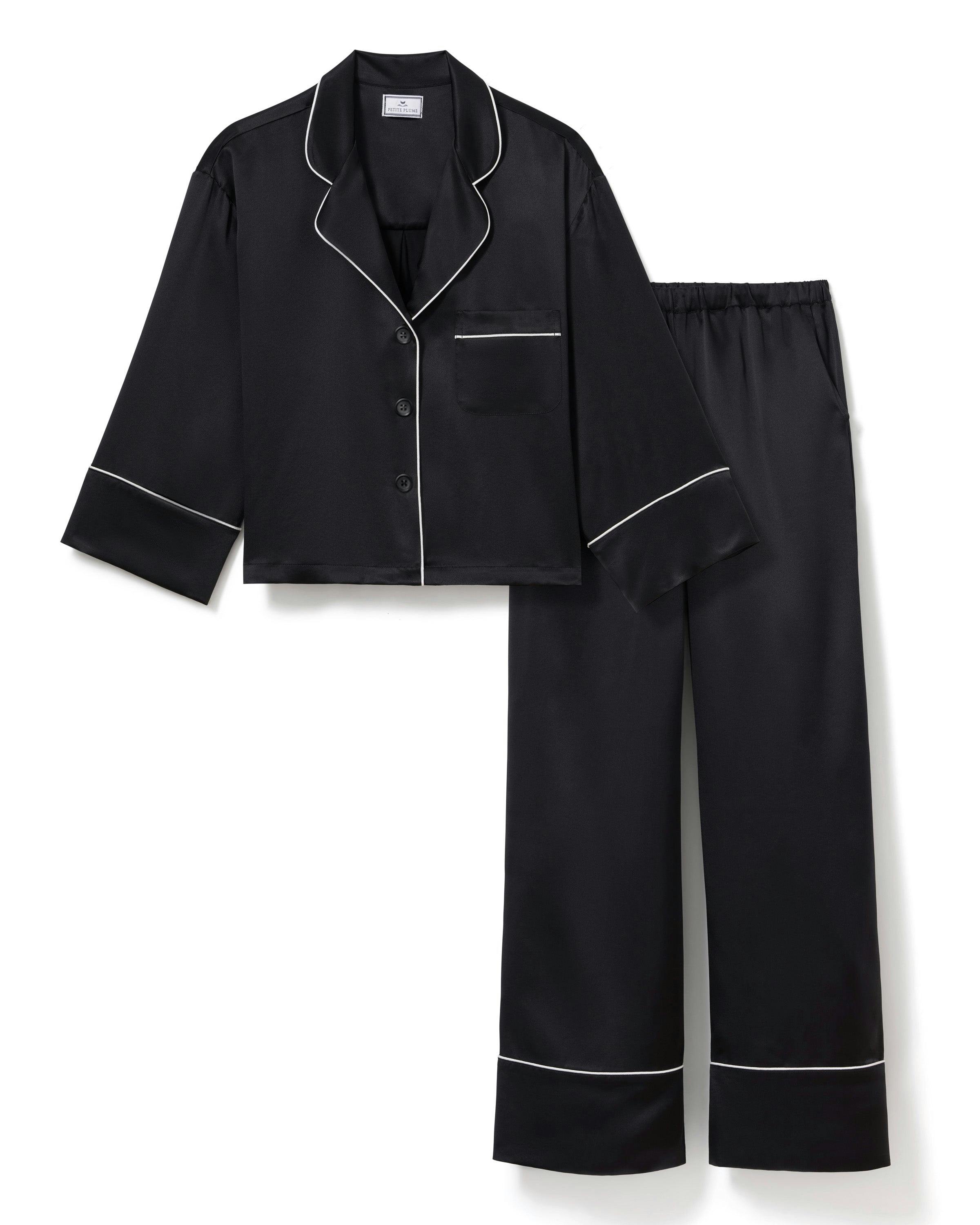 The Celine Silk Pajama Set in Black