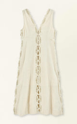Barcelona Dress in Oat Marine Eyelet