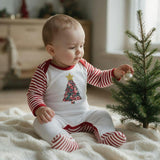 Liberty of London Christmas tree design baby striped rompersuit