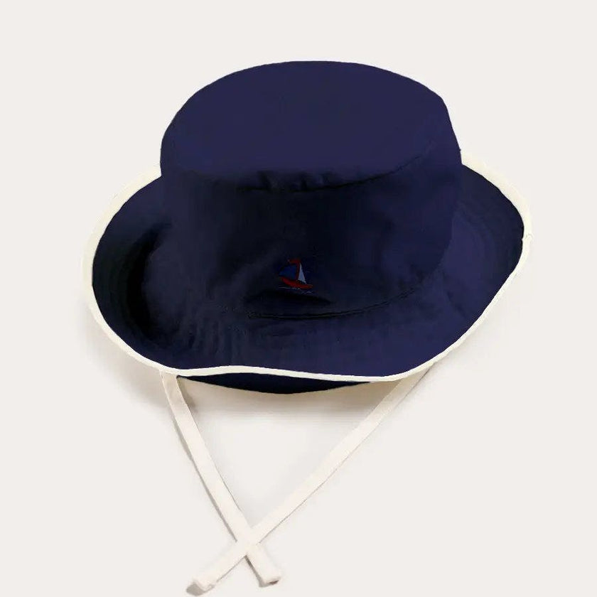 Boat Embroidered Beach Hat in Navy (S-L)
