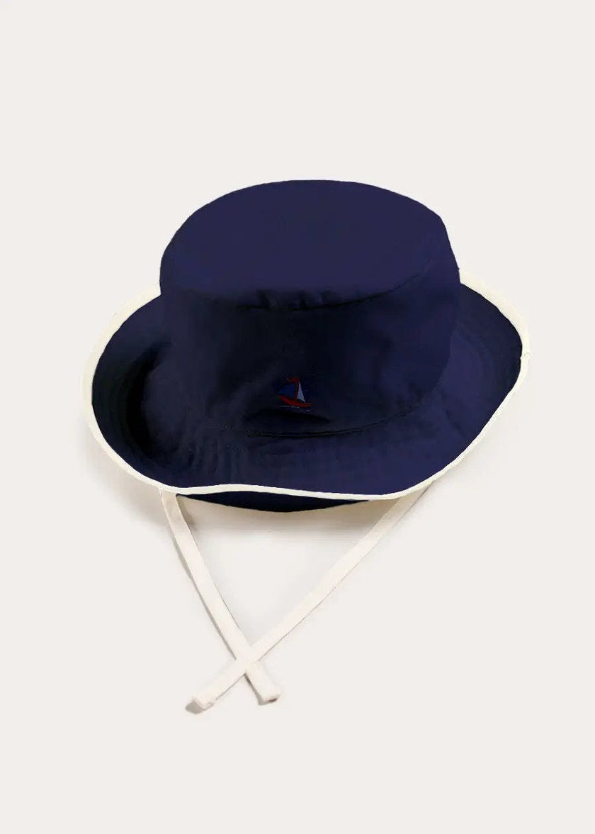 Boat Embroidered Beach Hat in Navy (S-L)
