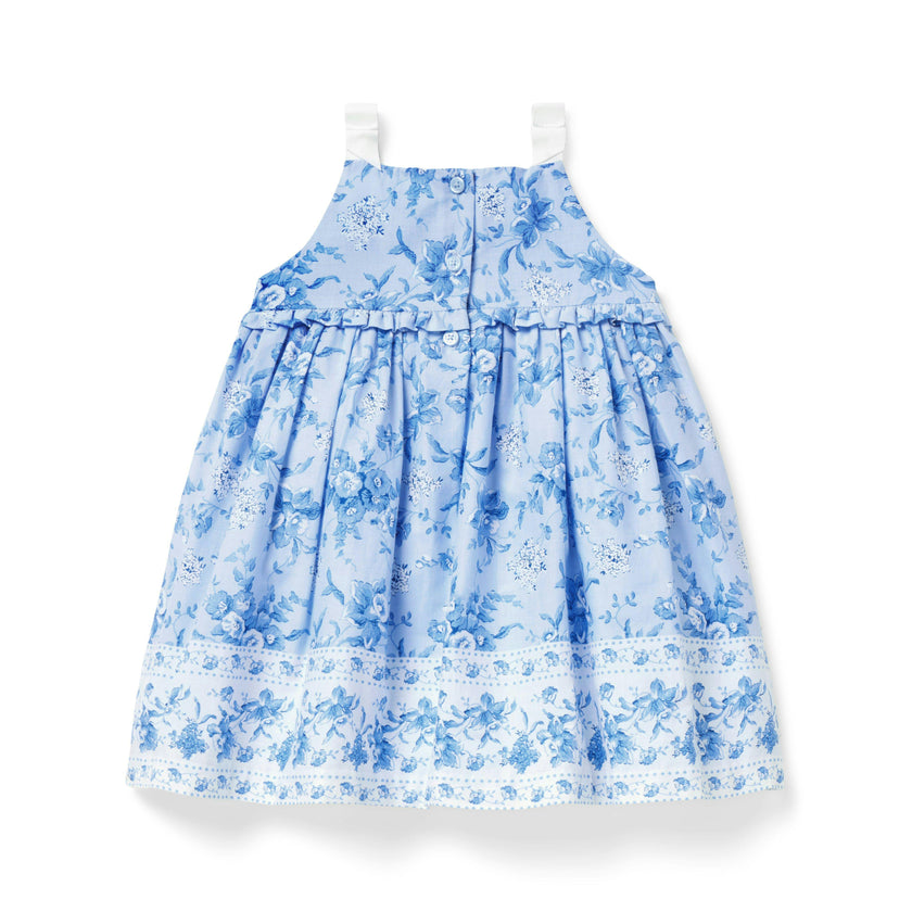 Baby Floral Border Print Dress, blue