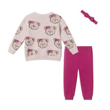 Infant (9-24M) Girls 3-Piece Sweater Set | Bears & Bows - Pink