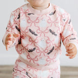 Bat And Ghost Trellis Halloween Sweatshirt & Flare Legging Set