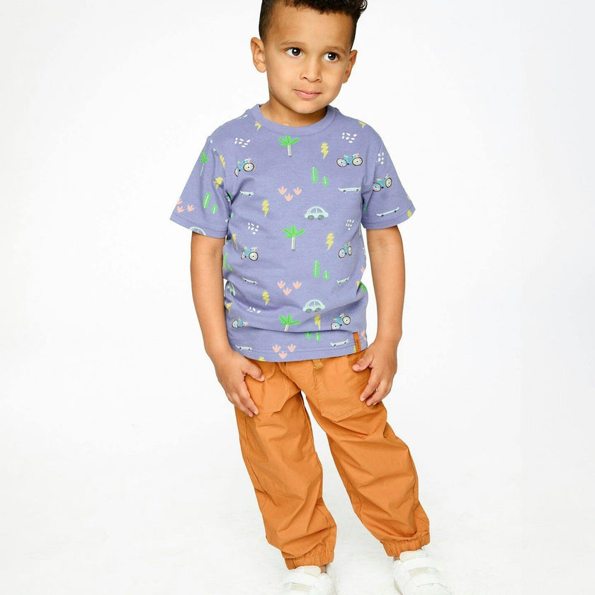Organic Cotton Jersey T-Shirt Blue Bicycle Print