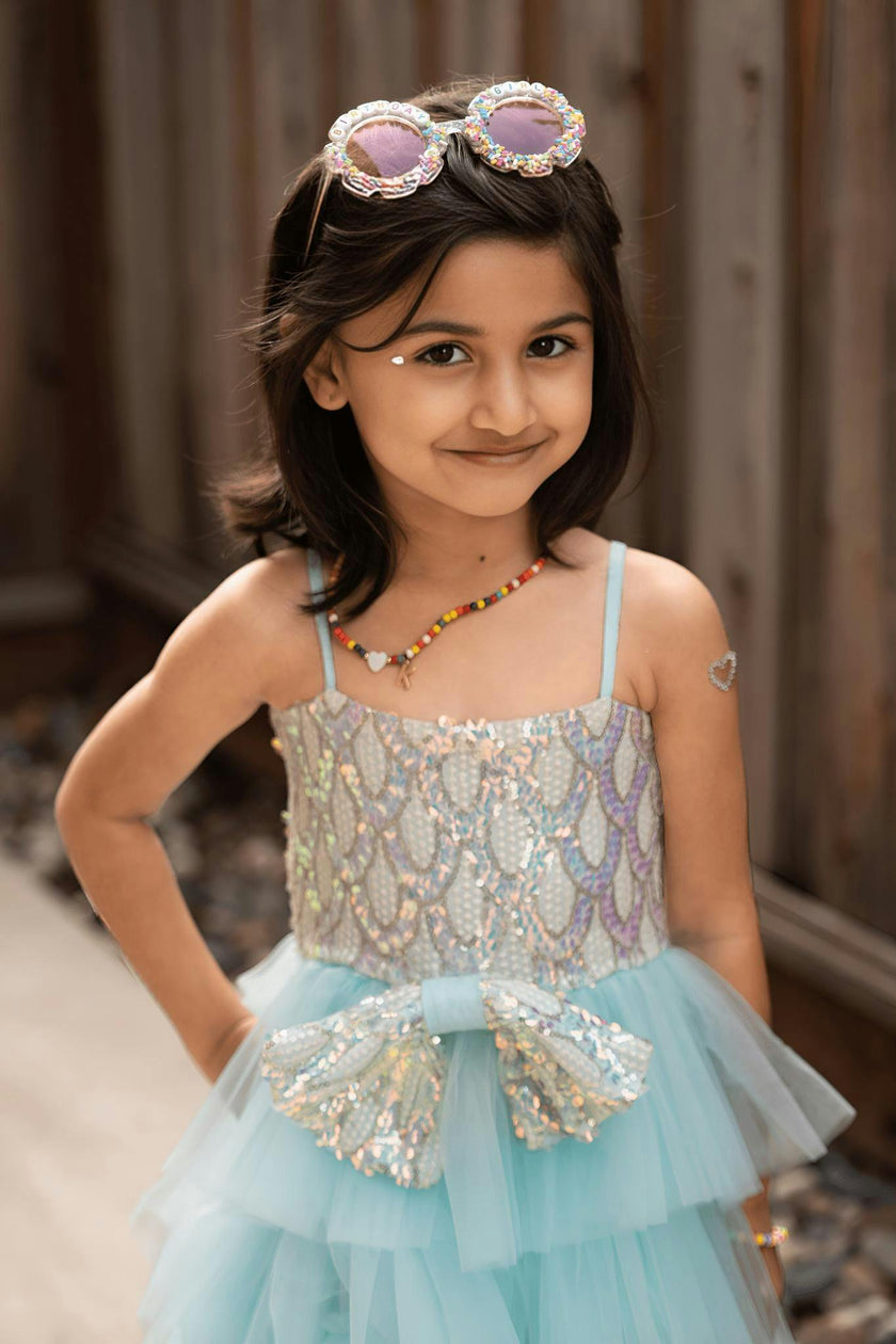 Sparkling Sea Fairy Mermaid Sequin Flower Girl Dress