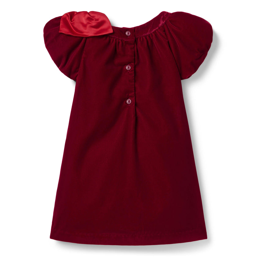 The Velvet Bow Dress, red