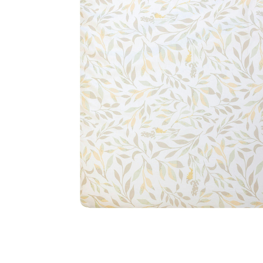 Willow Neutral Leaf Cotton Fitted Crib Sheet