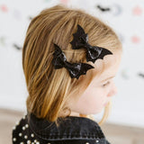 Glitter Bat Halloween Bow Clip Set