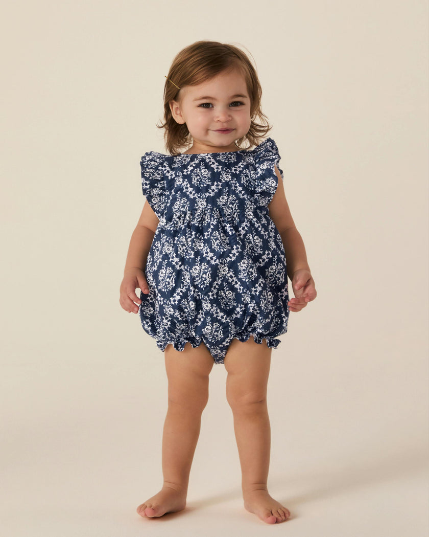 Baby's Twill Ruffled Romper in Innkeeper Trellis