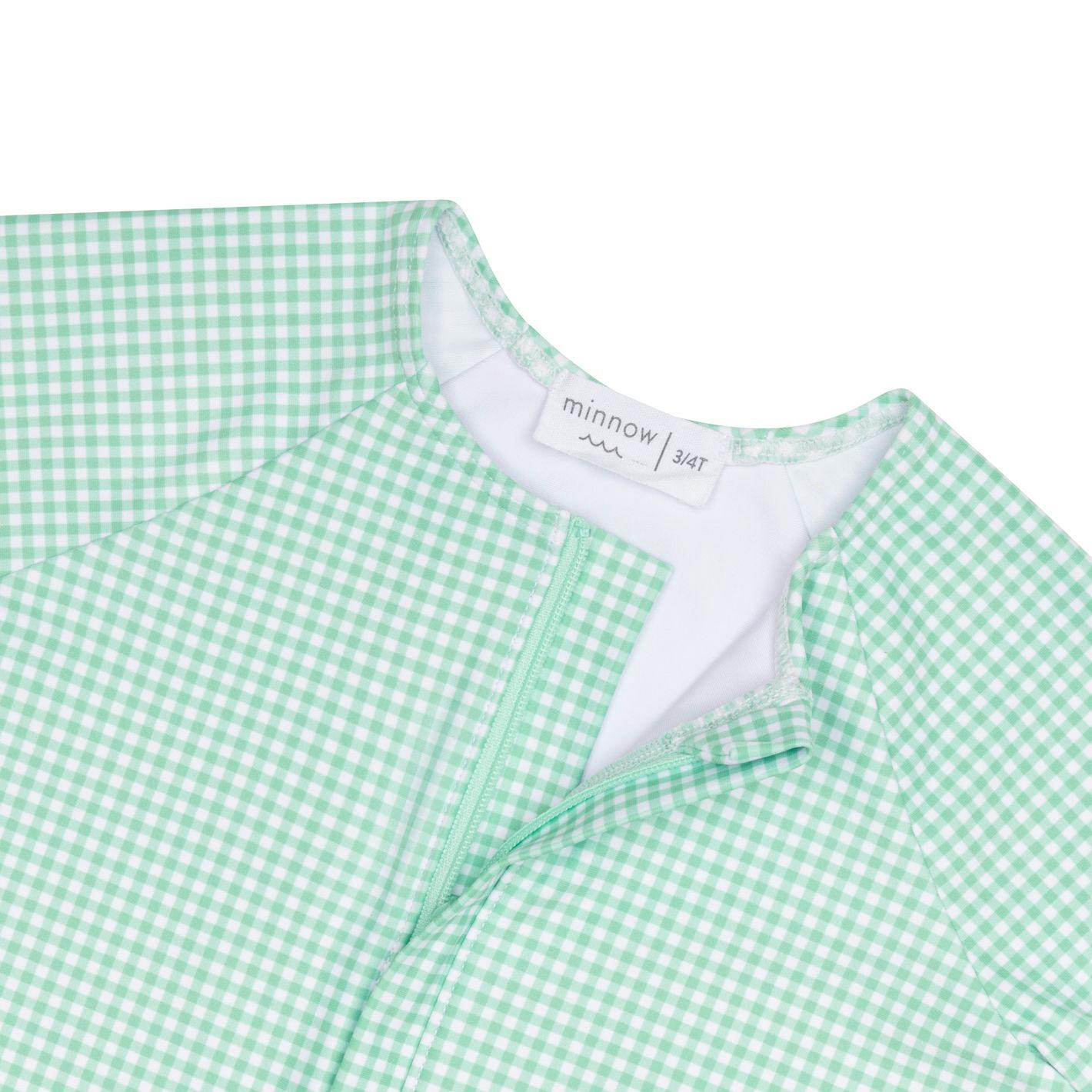 girls gustavia gingham front zip rashguard one piece