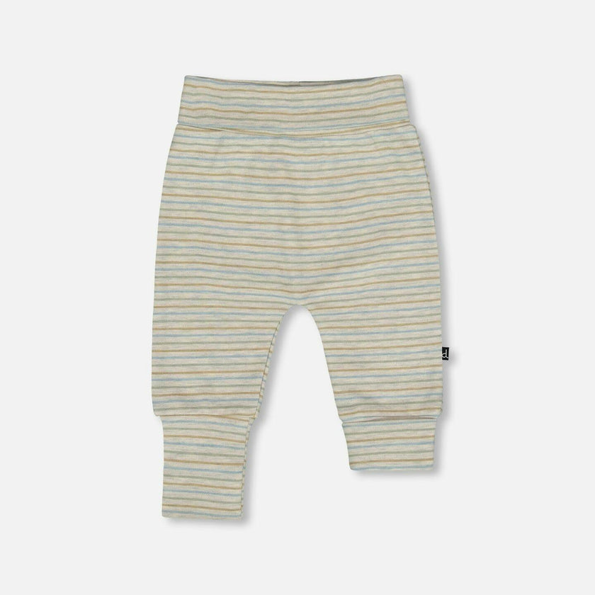 Organic Cotton Evolutive Pants Striped Heather Beige and Gray