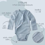 STERLING 3-Pack Side Snap Bodysuit
