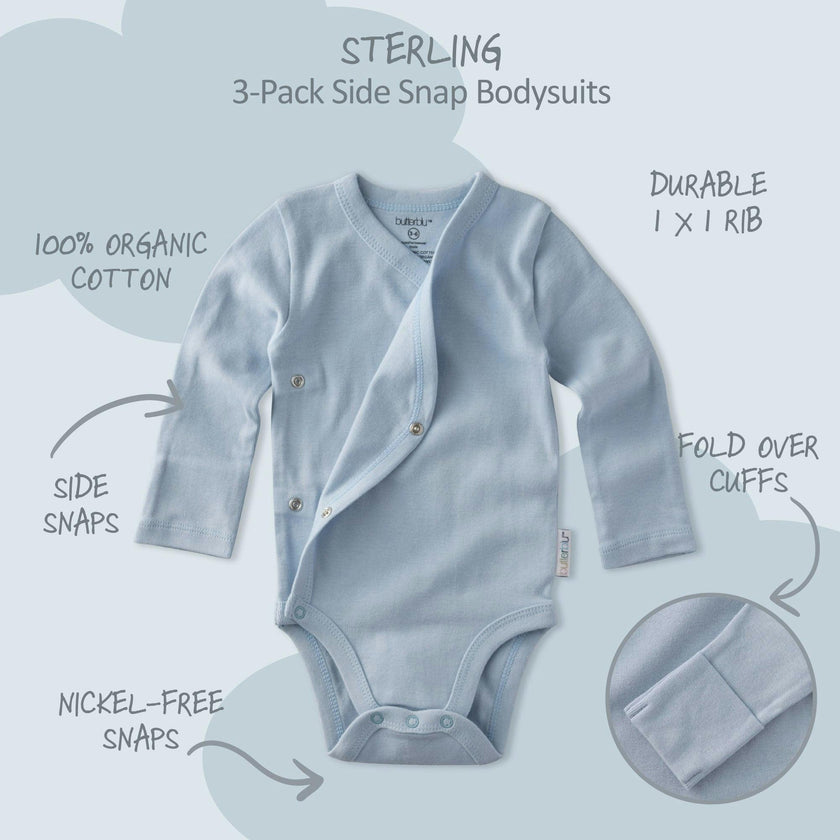 STERLING 3-Pack Side Snap Bodysuit