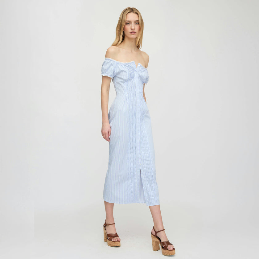 The Madison Dress - Blue/White Stripe