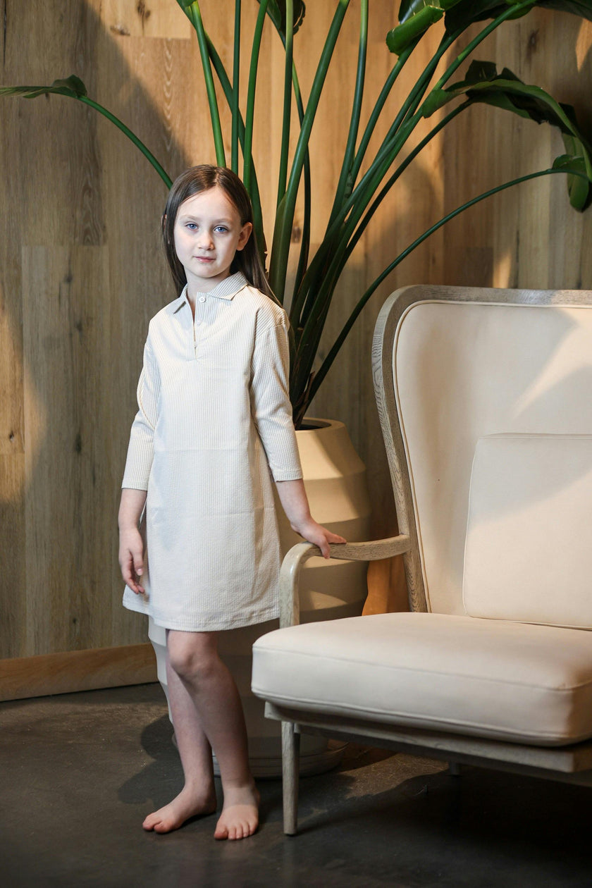Seersucker 3/4 Sleeve Dress