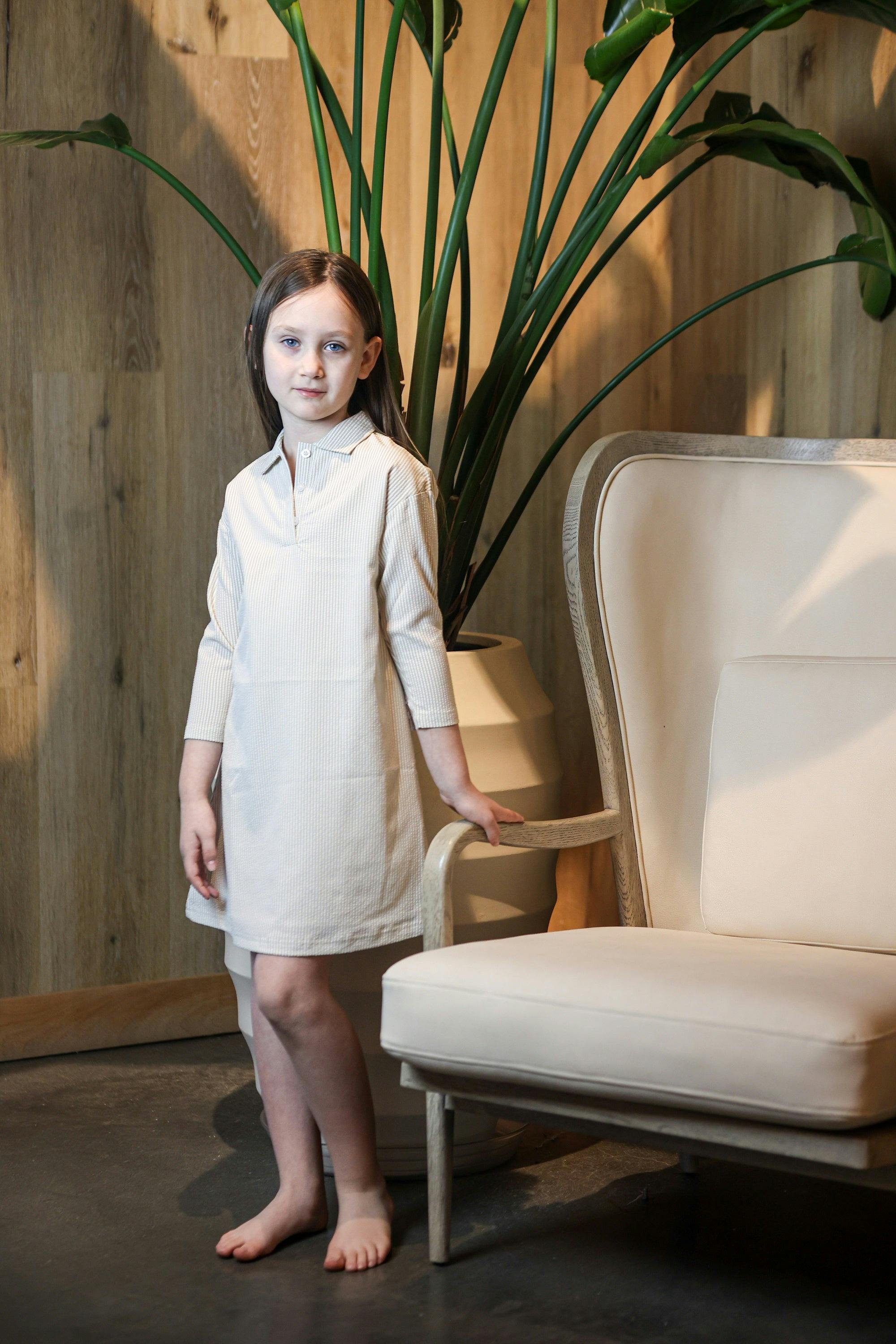 Seersucker 3/4 Sleeve Dress