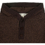 Organic Long Sleeve Hooded Henley Sweater, Brown
