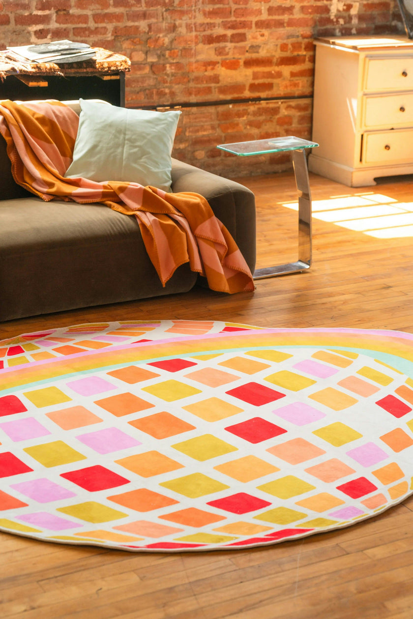 Disco Planet Checkered Rug by Darra Sargent