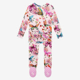 Watercolor Butterfly Footie Ruffled Zippered One Piece