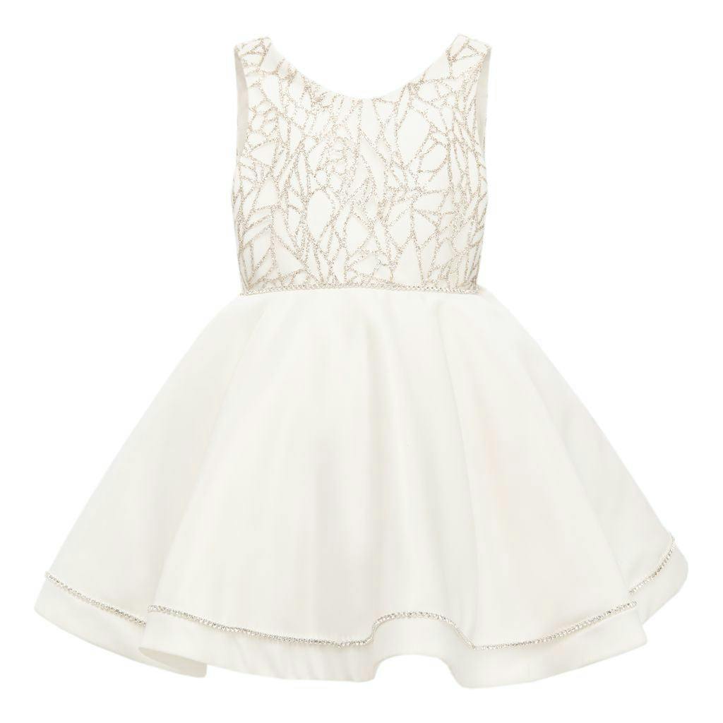 Cream Sleeveless Embroidered Dress