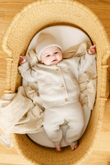 Merino Wool Baby Cardigan in Light Heather Gray