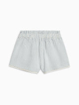 Patty Seersucker Scalloped Trim Short - Shore Stripe / Sea