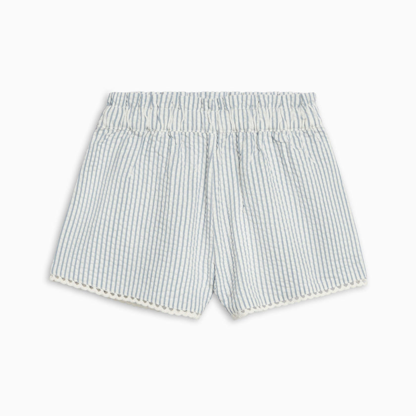 Patty Seersucker Scalloped Trim Short - Shore Stripe / Sea