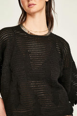Lokaro Pointelle Top in Black