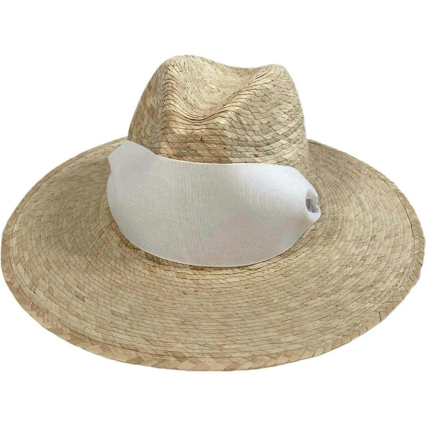 Zinnia Sun Hat - Wide & Short White Tennis & Croquet Ribbon