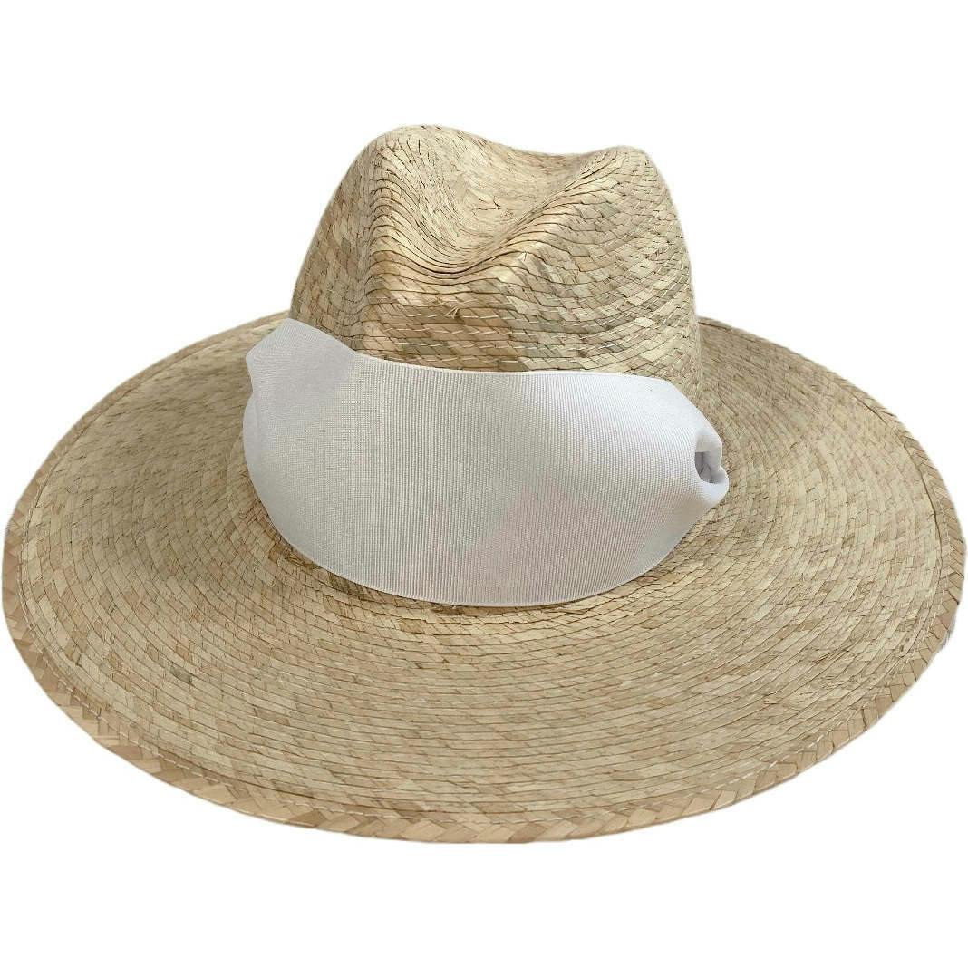Zinnia Sun Hat - Wide & Short White Tennis & Croquet Ribbon