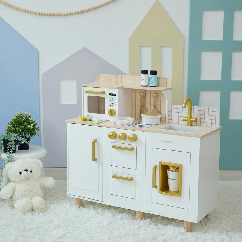 Teamson Kids Little Chef Hampton Wooden Play Kitchen with 17 Accessories
