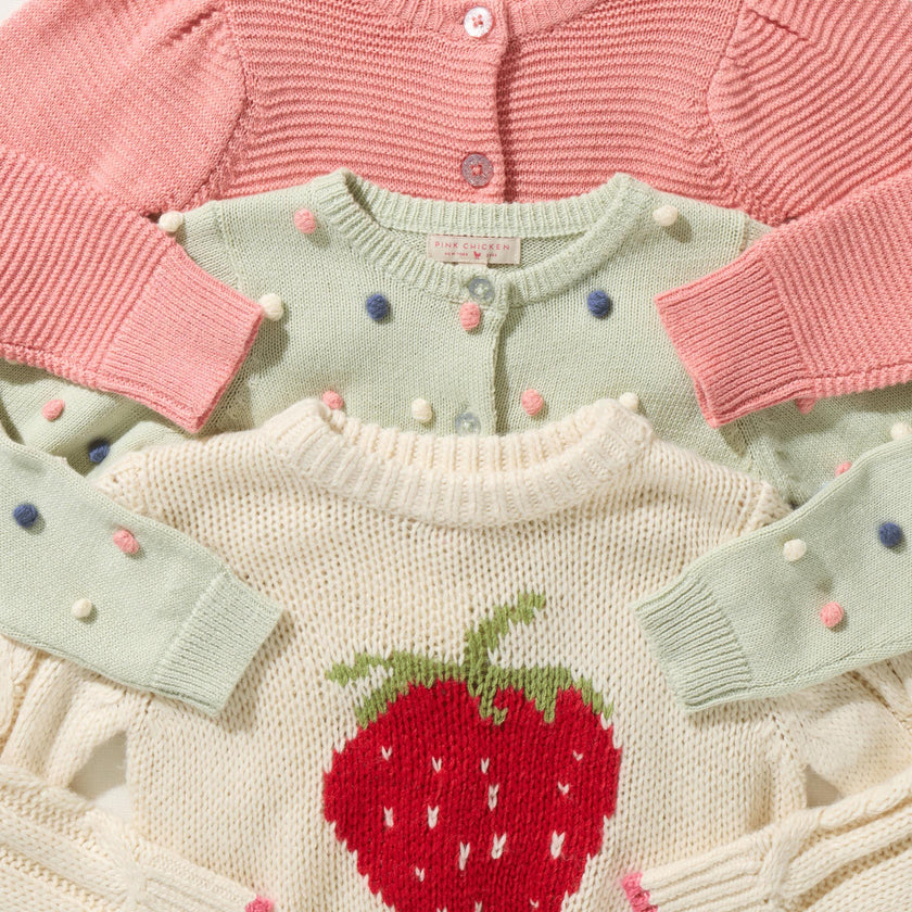 Girls Pom Pom Maude Sweater - Light Green