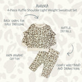 AURORA 4-Piece Crew Neck Ruffle Sweatshirt and Jogger Set