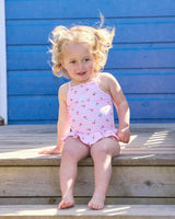 Baby Cherry Stripe Duck Swimsuit in Pink