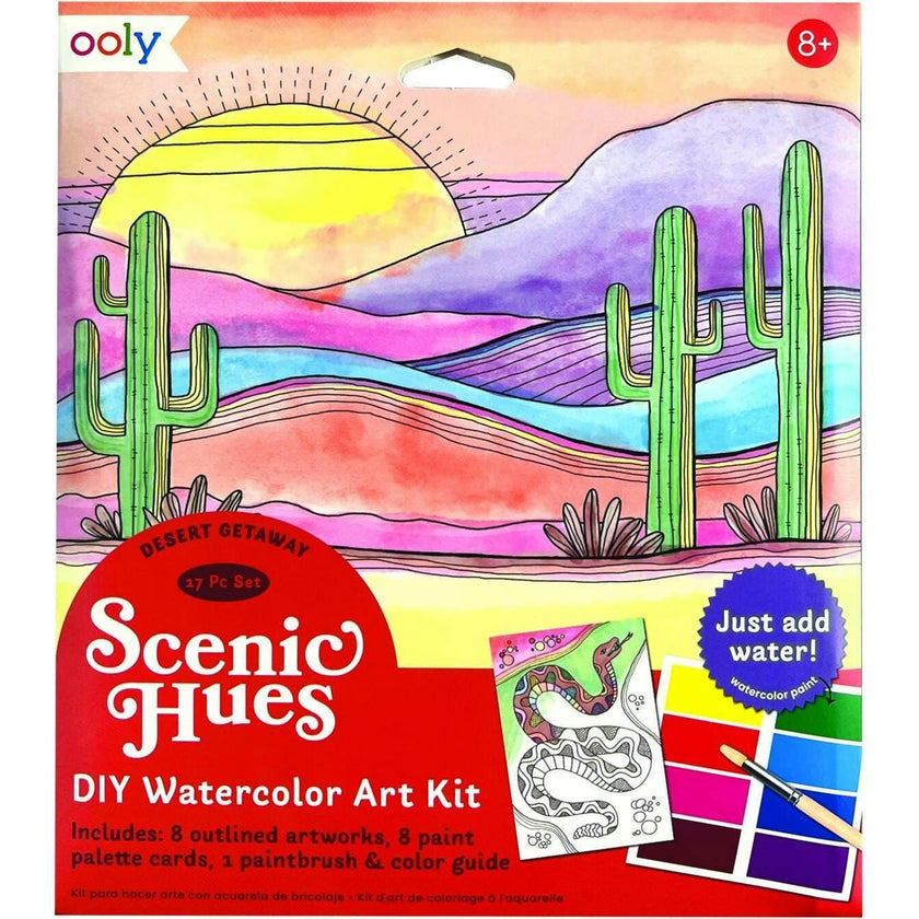Scenic Hues DIY Watercolor Postcard Art Kit - Desert Getaway - 8 Cards