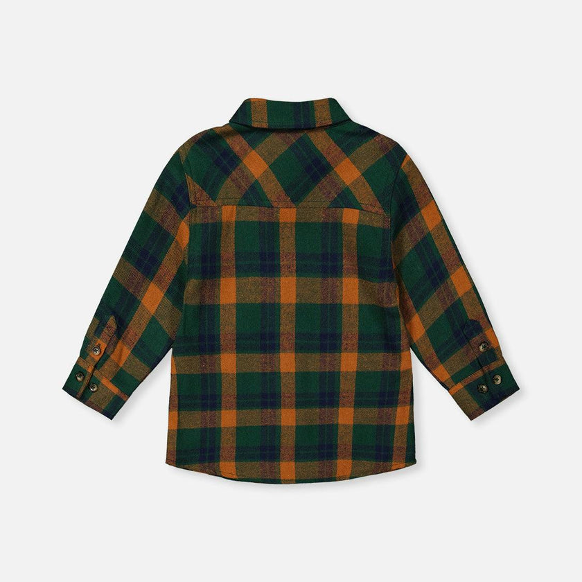 Plaid Shirt Orange, Blue and Green