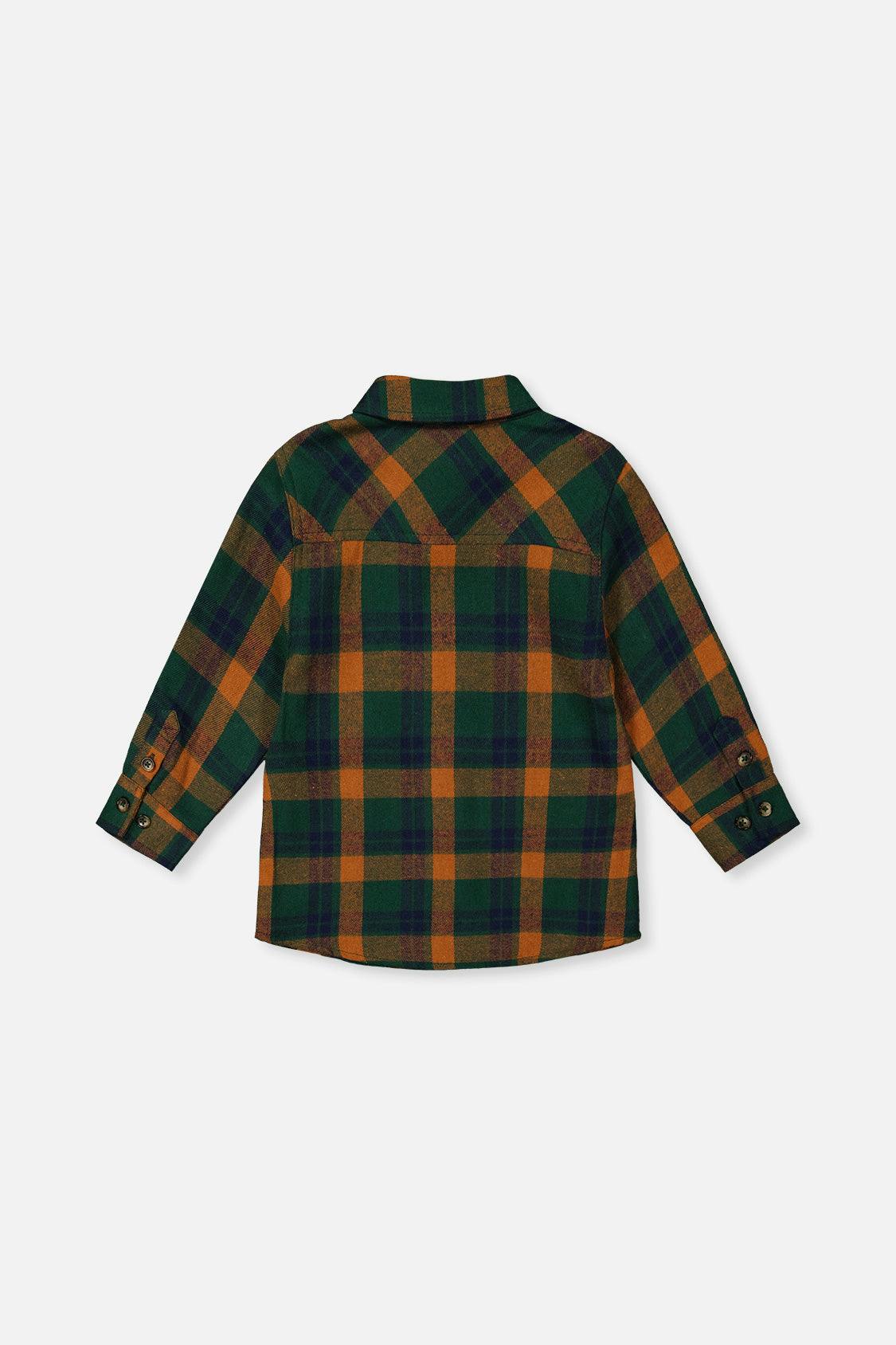 Plaid Shirt Orange, Blue and Green