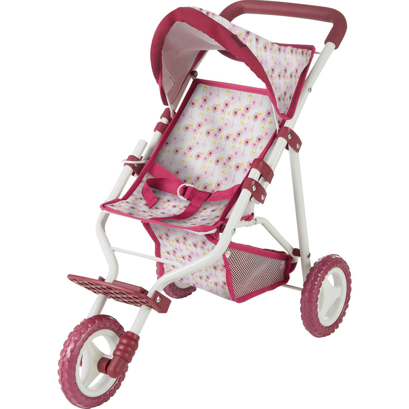 Gotz 3‑Wheel Doll Buggy "Happy Flower" – Compact Flower‑Print Doll Stroller with Sunshade