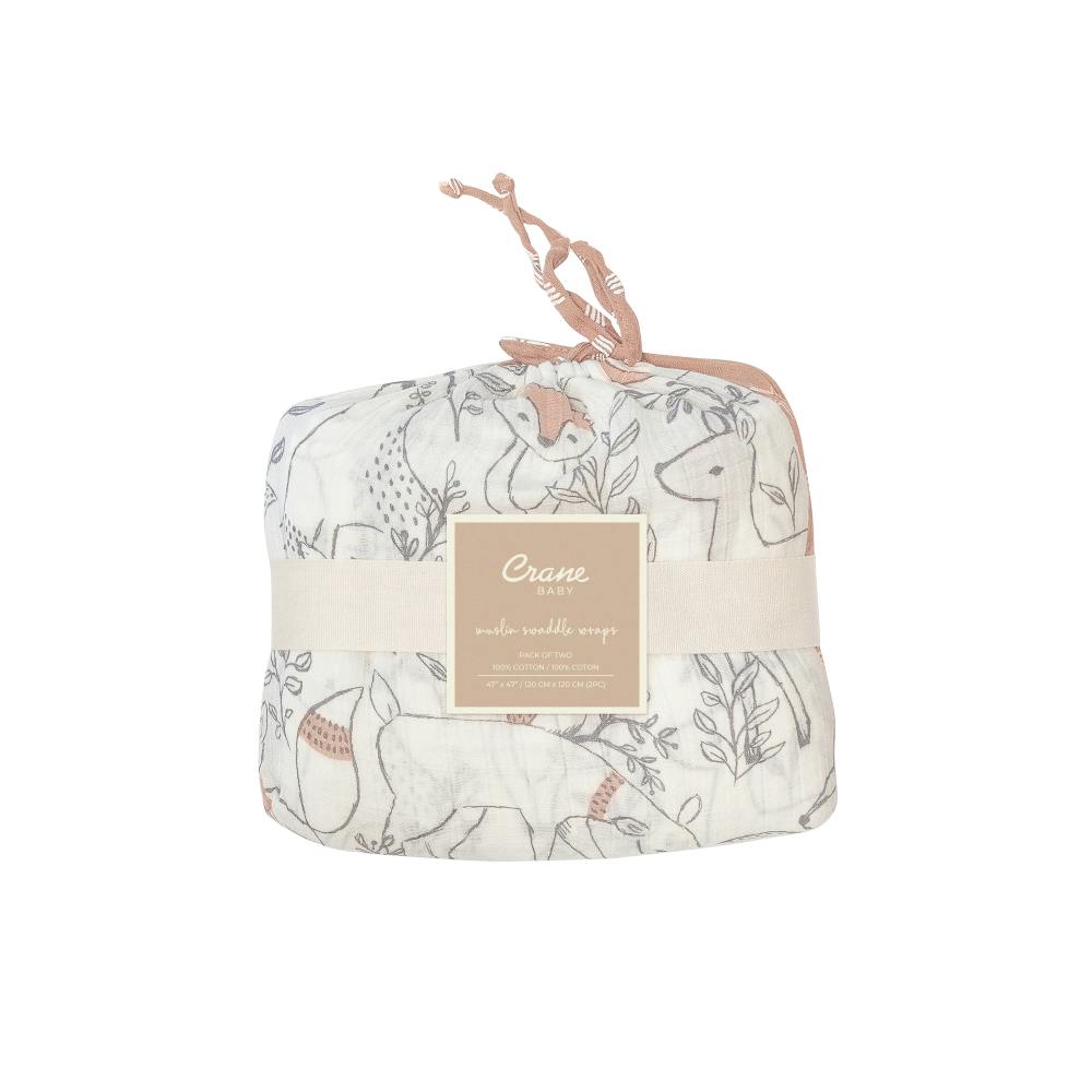Ezra Cotton Muslin Swaddle Blanket Set (Woodland, Set of 2)