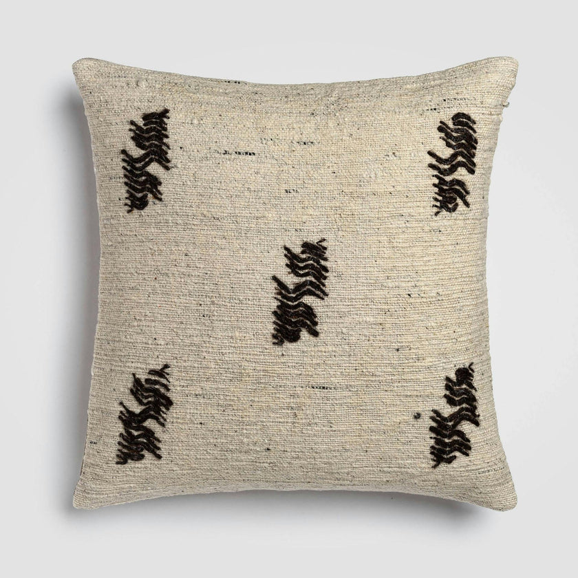 Abstract Leaf Green & Beige Accent Pillow