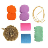 Packed Party Color Pop Streamer Party Backdrop Kit - 6 Colors of 72-Inch Crepe Paper Rolls with 60-Inch Gold Satin Ribbon for Photo Walls and Cake Tables