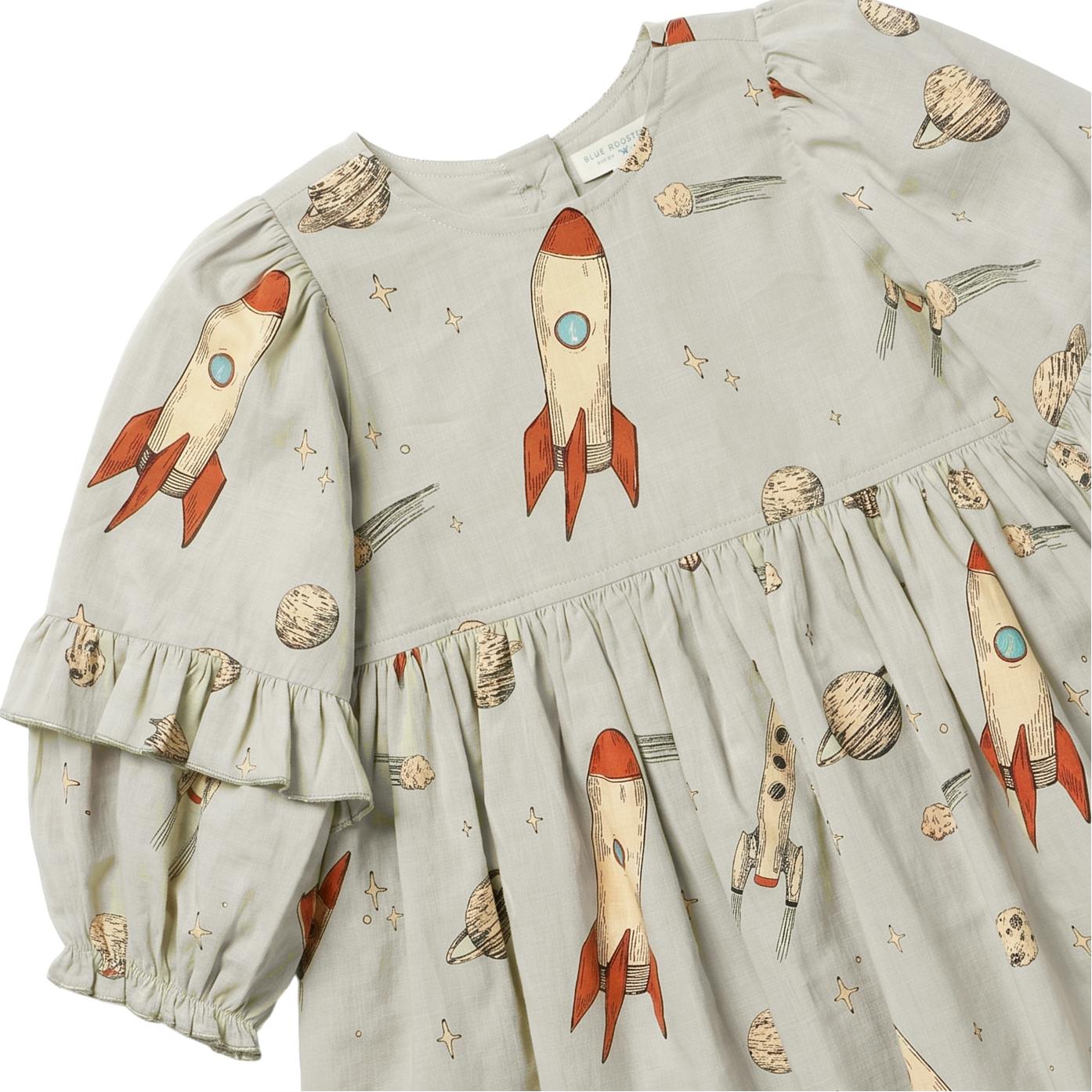 Girls Magnolia Dress - Space Rocket
