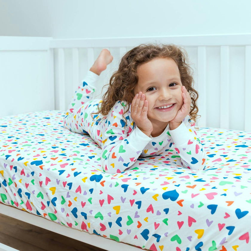Organic Kids Pajamas - Colorful Hearts