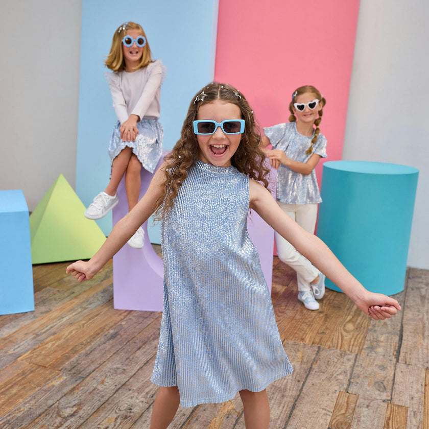 Swing Dress - Blue Crinkle Stars