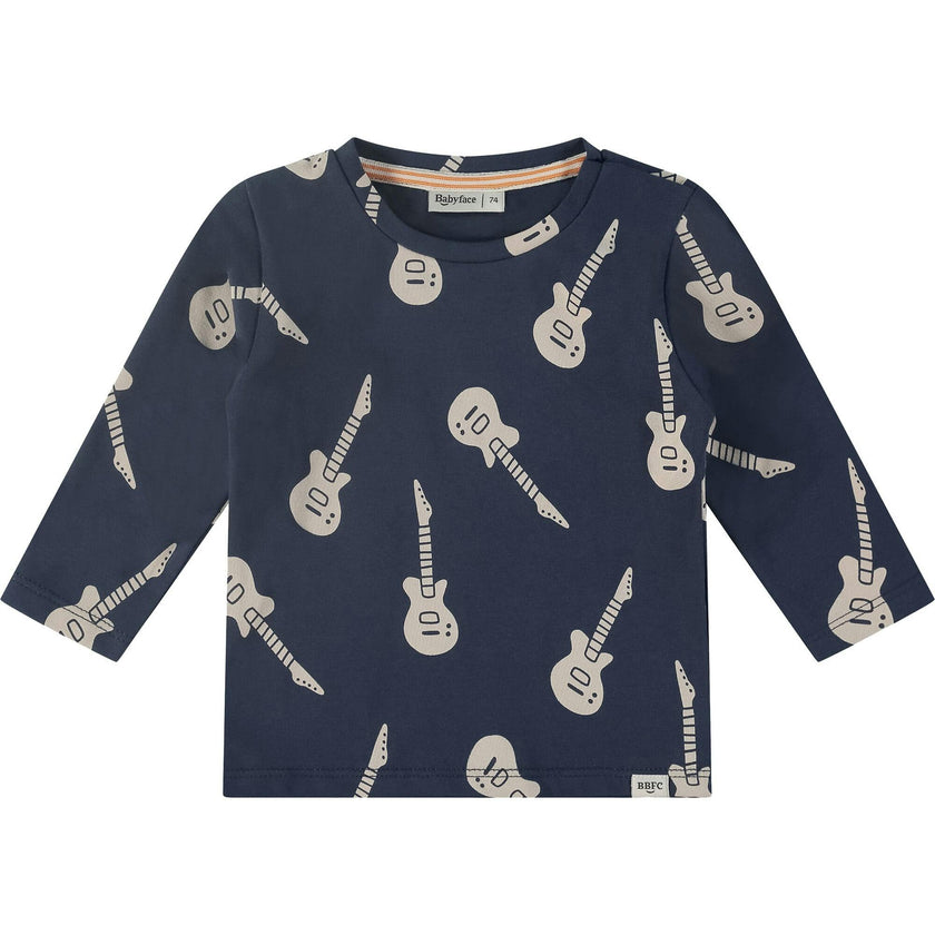 Baby Boy Guitar Print Long Sleeve T-Shirt