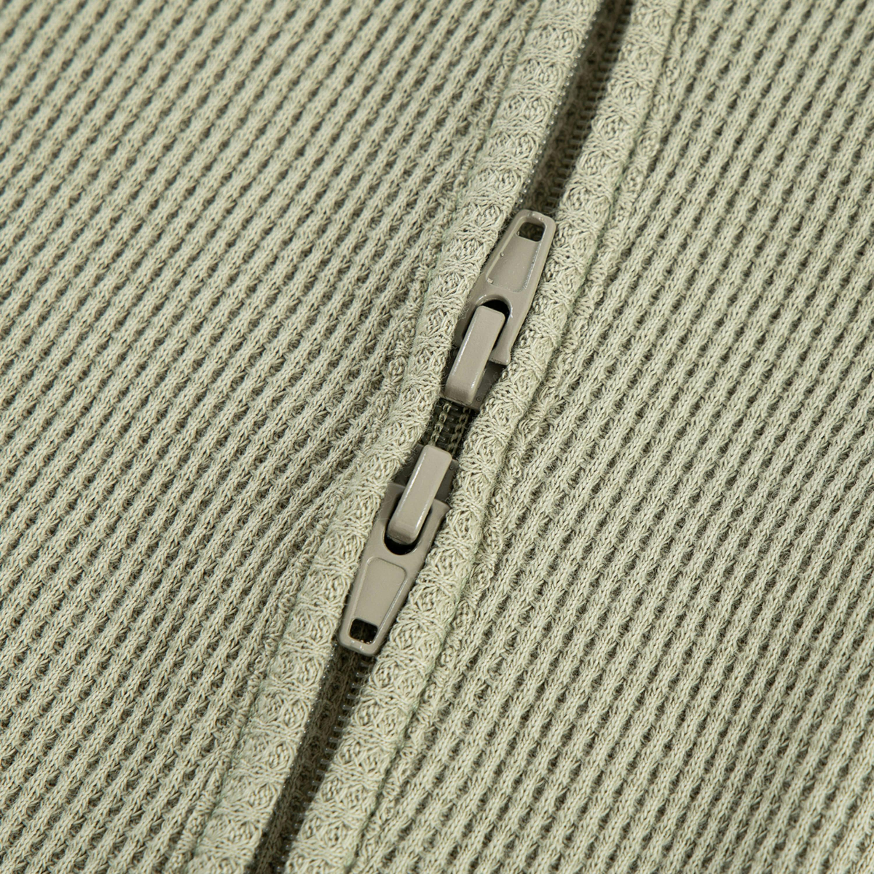 Tea Waffle Zipper Footed Romper