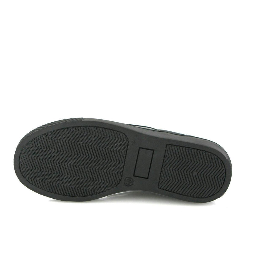 Leather Slip On Sneakers, Black & Grey Stripes