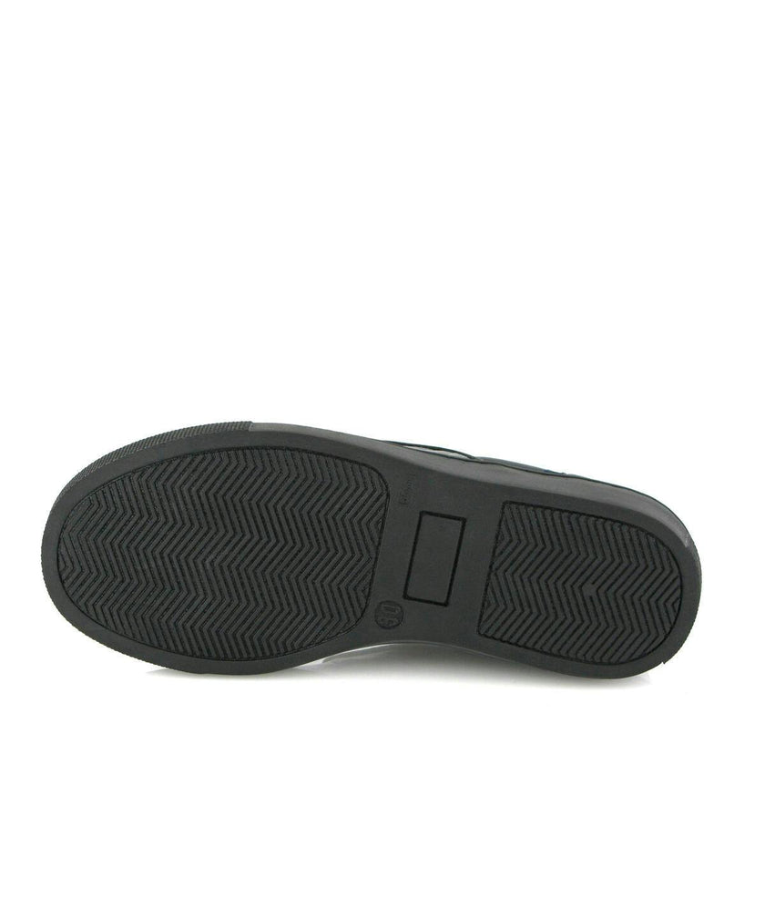 Leather Slip On Sneakers, Black & Grey Stripes
